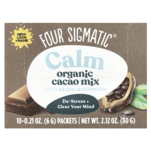 Four Sigmatic Calm Mistura de Cacau Orgânico com Cogumelo Reishi 10 Sachês 6 g (021 oz) Cada