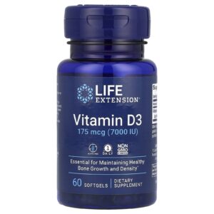 Life Extension Vitamina D3 175 mcg (7.000 UI) 60 Cápsulas Softgel
