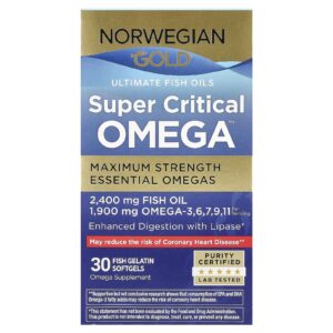 Renew Life Norwegian Gold® Super Critical Omega™ Força Máxima 30 Cápsulas Softgel de Gelatina de Peixe