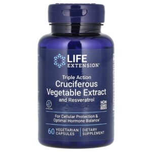 Life Extension Extrato Vegetal Crucífero de Tripla Ação com Resveratrol 60 Cápsulas Vegetarianas