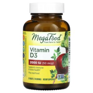MegaFood Vitamina D3 2.000 UI (50 mcg) 30 Comprimidos