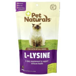 Pet Naturals L-Lisina Para Gatos Todos os Tamanhos Fígado de Galinha 60 Cápsulas Mastigáveis 90 g (317 oz)