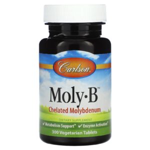 Carlson Moly-B™ Molibdênio Quelado 300 Comprimidos Vegetarianos (500 mcg por Comprimido)