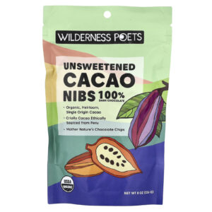 Wilderness Poets Pedaços de Cacau Orgânicos e Não Adoçados Chocolate Amargo 226 g (8 oz)