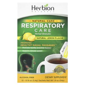 Herbion Naturals Cuidados Respiratórios Grânulos de Ervas Limão Natural 10 Sachês 54 g (019 oz) Cada