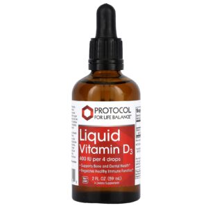 Protocol for Life Balance Vitamina D3 Líquida 400 UI 59 ml (2 fl oz)
