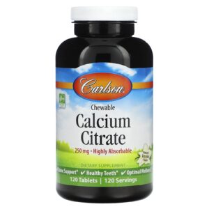 Carlson Citrato de Cálcio Mastigável Baunilha Natural 250 mg 120 Comprimidos