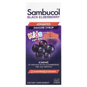 Sambucol Crianças Sabugueiro Preto Xarope para Imunidade Avançada 2 Anos ou Mais Fruto Silvestre 120 ml (4 fl oz)