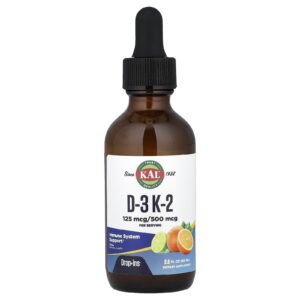 KAL D-3 e K-2 em Gotas Sabor Cítrico 59 ml (2 fl oz)