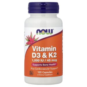 NOW Foods Vitaminas D-3 e K-2 120 Cápsulas