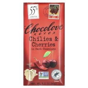 Chocolove Pimenta e Cereja em Chocolate Amargo 55% Cacau 90 g (32 oz)