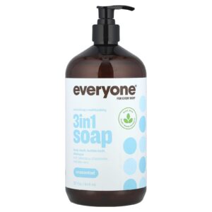 Everyone Sabonete 3 em 1 Sabonete Líquido Banho de Espuma Shampoo Sem Perfume 946 ml (32 fl oz)