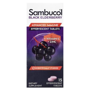 Sambucol Sabugueiro Preto Comprimidos Efervescentes + Vitamina C e Zinco A Partir de 4 Anos de Idade 15 Comprimidos Efervescentes