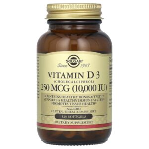 Solgar Vitamina D3 (Colecalciferol) 250 mcg (10.000 UI) 120 Cápsulas Softgel