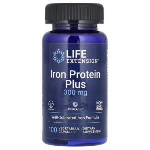 Life Extension Iron Protein Plus IronAid 300 mg 100 Cápsulas Vegetarianas