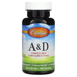 Carlson Vitaminas A e D 300 Cápsulas Softgel