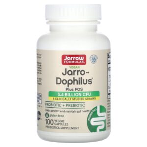 Jarrow Formulas Jarro-Dophilus Plus FOS Vegano 100 Cápsulas Vegetais
