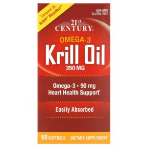 21st Century Óleo de Krill 350 mg 60 Cápsulas Softgel