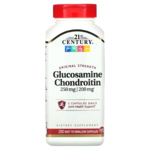 21st Century Glicosamina/Condroitina Potência Original 200 Cápsulas Fáceis de Engolir