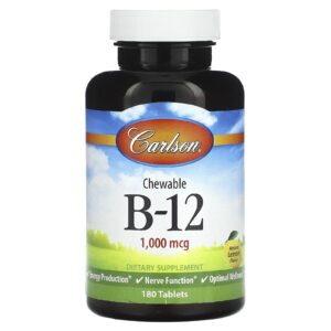 Carlson B-12 Mastigável Limão Natural 1.000 mcg 180 Comprimidos