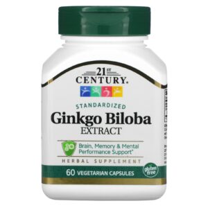 21st Century Extrato de Ginkgo Biloba Padronizado 60 Cápsulas Vegetarianas (60 mg por Cápsula)