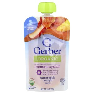 Gerber Orgânico para Bebês Wonder Foods Segundos Alimentos Cenoura Maçã Manga 99 g (35 oz)