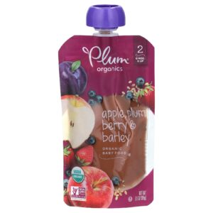 Plum Organics Alimento Orgânico para Bebês A partir de 6 Mos Maçã Ameixa Fruto Silvestre e Cevada 99 g (35 oz)