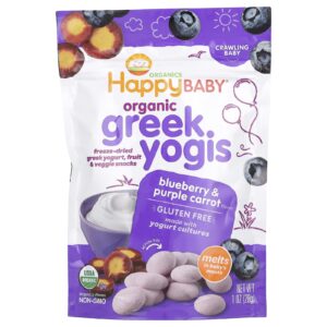 Happy Family Organics Happy Baby Yogis Gregos Orgânicos Mirtilo e Cenoura Roxa 28 g (1 oz)