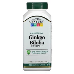 21st Century Extrato de Ginkgo Biloba Padronizado 200 Cápsulas Vegetarianas (60 mg por Cápsula)