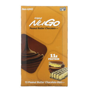 NuGo Nutrition Barras de Chocolate de Manteiga de Amendoim Original 15 Barras 50 g (176 oz) Cada