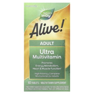 Natures Way Alive! Multivitamínico Completo de Ultra Potência para Adultos 60 Comprimidos