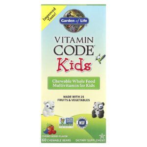 Garden of Life Vitamin Code® para Crianças Multivitamínico Integral Mastigável Cereja 60 Ursinhos Mastigáveis