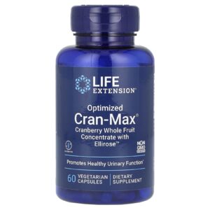 Life Extension Cran-Max Otimizado Concentrado de Frutas Inteiras de Cranberry com Ellirose 60 Cápsulas Vegetarianas