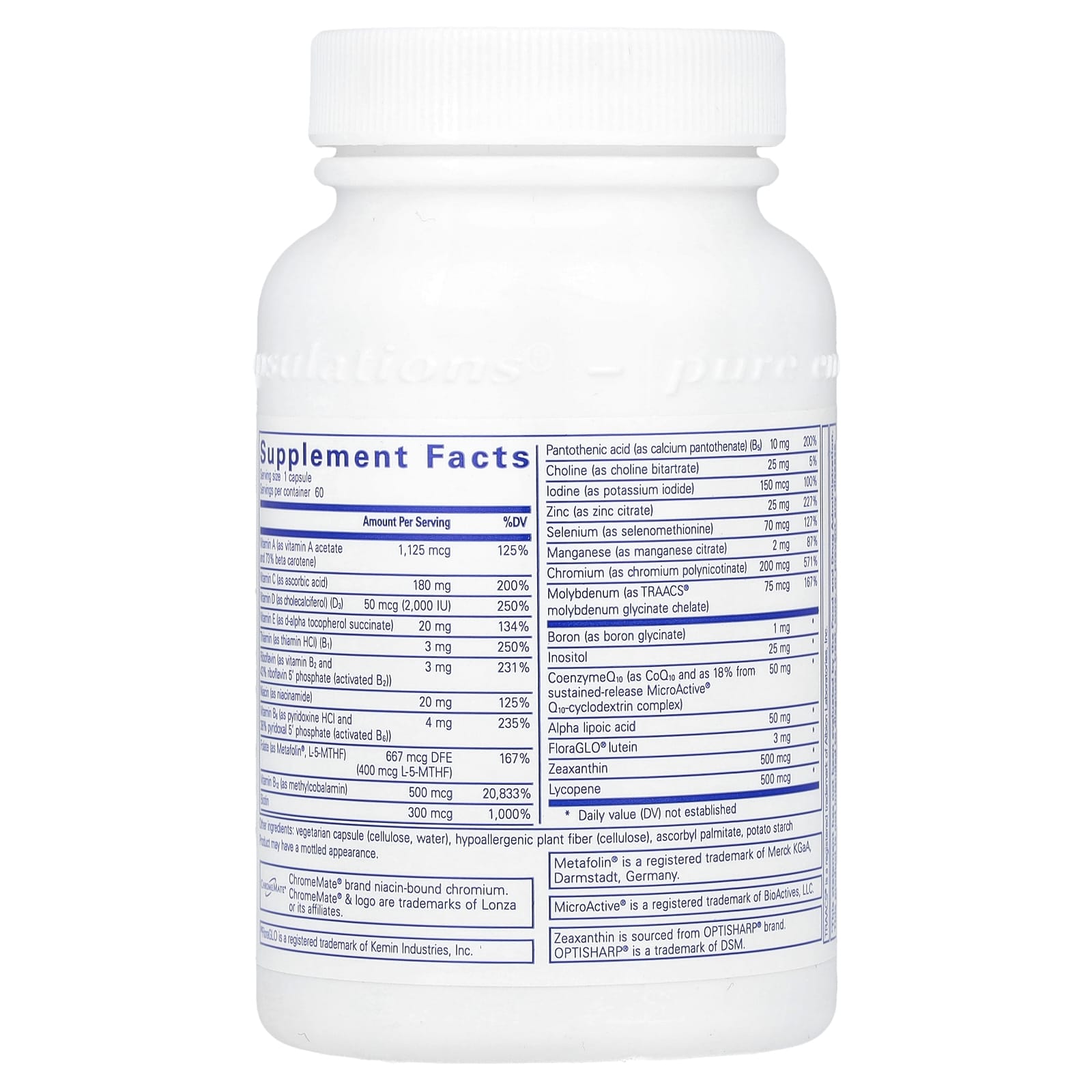 Pure Encapsulations Multivitamínico ONE™ 60 Cápsulas - Imagem 2