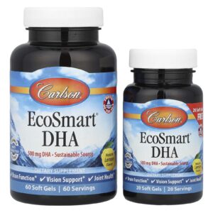 Carlson EcoSmart® DHA Limão Natural 500 mg 60 Cápsulas Softgel + 20 Cápsulas Softgel