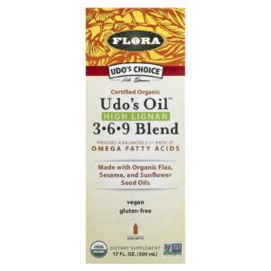 Flora Udos Choice Mistura 3-6-9 de Lignanas 3-6-9 com Certificado Orgânico Udos Oil 500 ml (17 fl oz)