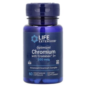 Life Extension Cromo Otimizado com Crominex 3+ 500 mcg 60 Cápsulas Vegetarianas