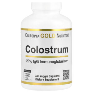 California Gold Nutrition Colostro com 20% IgG e Imunoglobulinas 240 Cápsulas Vegetais