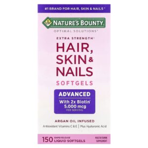 Natures Bounty Optimal Solutions® Cabelos Pele e Unhas 150 Cápsulas Softgel Líquidas de Liberação Rápida