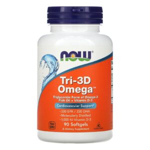 NOW Foods Tri-3D Ômega 330 EPA / 220 DHA 90 Cápsulas Softgel