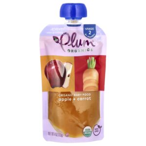 Plum Organics Alimento Orgânico para Bebês Acima de 6 Meses Maçã + Cenoura 113 g (4 oz)
