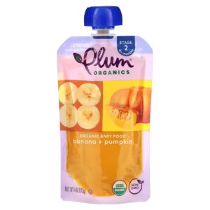 Plum Organics Alimento Orgânico para Bebês Acima de 6 Meses Banana + Abóbora 113 g (4 oz)