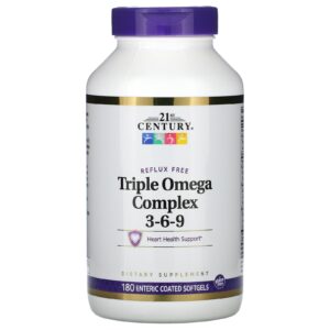 21st Century Complexo de Çomega Tripla 3-6-9 180 Softgels entérico revestidos