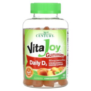 21st Century Gomas D3 Diárias VitaJoy® Pêssego 120 Gomas (25 mcg (1.000 UI) por Goma)