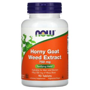 NOW Foods Extrato de Erva Daninha de Cabra Horny 750 mg 90 Comprimidos