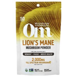 Om Mushrooms Juba-de-leão Cogumelo Orgânico Certificado em Pó 100 g (35 oz)