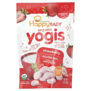 Happy Family Organics Happy Baby® Yogis Orgânicos Iogurtes e Petiscos de Frutas Liofilizados Morango 28 g (1 oz)
