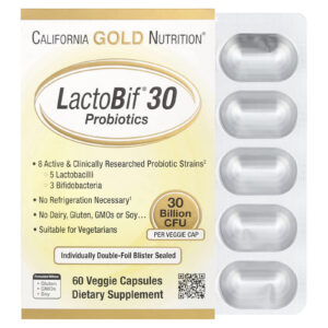 California Gold Nutrition Probióticos LactoBif® 30 30 Bilhões de UFCs 60 Cápsulas Vegetais