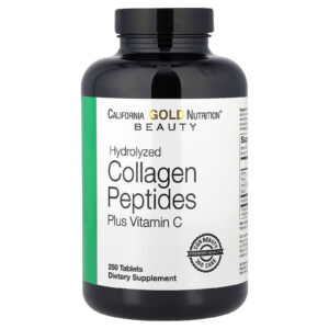 California Gold Nutrition Peptídeos de Colágeno Hidrolisado Tipos I e III e Vitamina C 250 Comprimidos