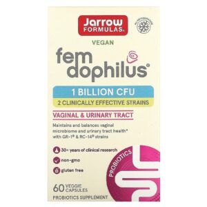 Jarrow Formulas Fem Dophilus Vegano 1 Bilhão de UFCs 60 Cápsulas Vegetais
